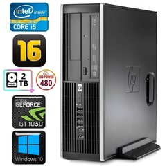 Hp 8100 Elite SFF i5-750 16GB 480SSD+2TB GT1030 2GB DVD WIN10 hinta ja tiedot | Pöytätietokoneet | hobbyhall.fi