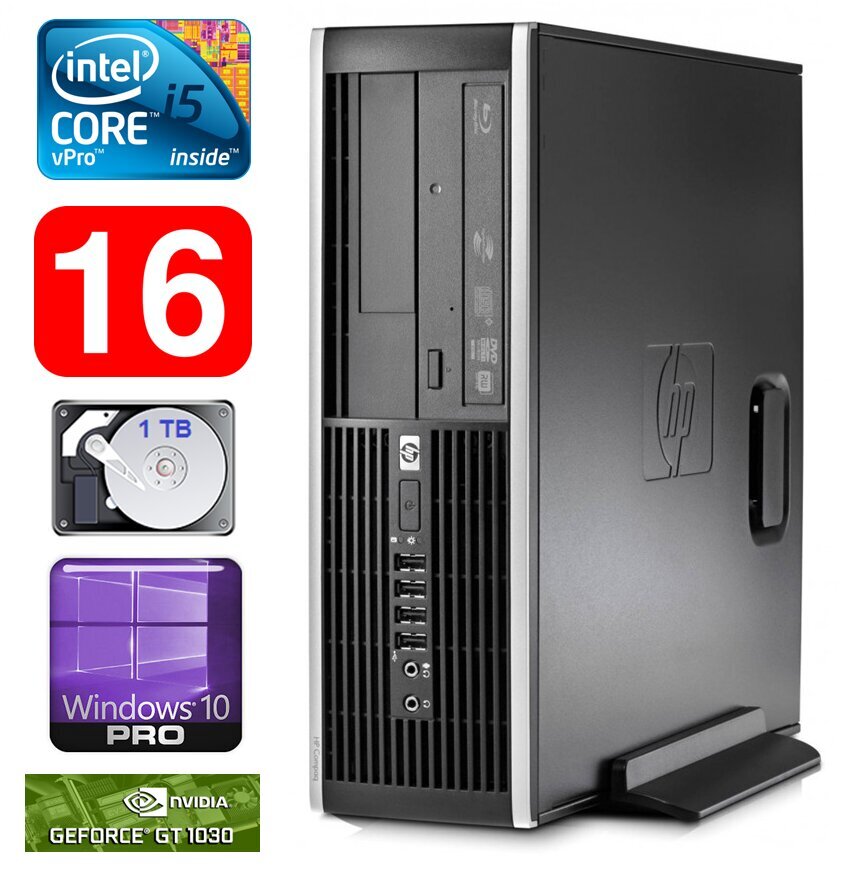 Hp 8100 Elite SFF i5-650 16GB 1TB GT1030 2GB DVD WIN10Pro hinta ja tiedot | Pöytätietokoneet | hobbyhall.fi