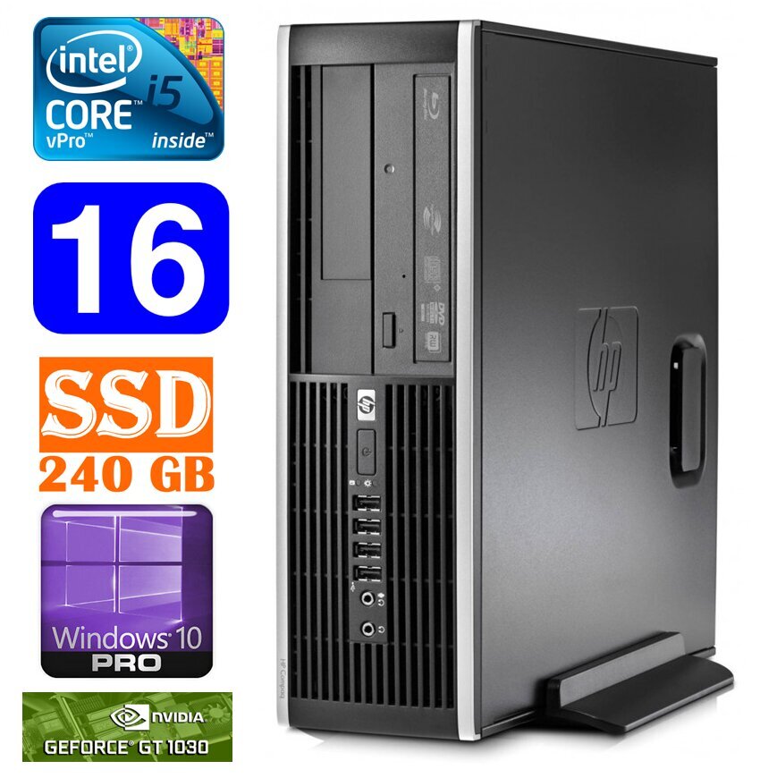 Hp 8100 Elite SFF i5-650 16GB 240SSD GT1030 2GB DVD WIN10Pro hinta ja tiedot | Pöytätietokoneet | hobbyhall.fi