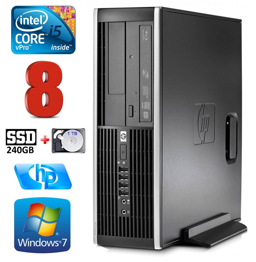 Hp 8100 Elite SFF i5-650 8GB 240SSD+1TB DVD WIN7Pro hinta ja tiedot | Pöytätietokoneet | hobbyhall.fi