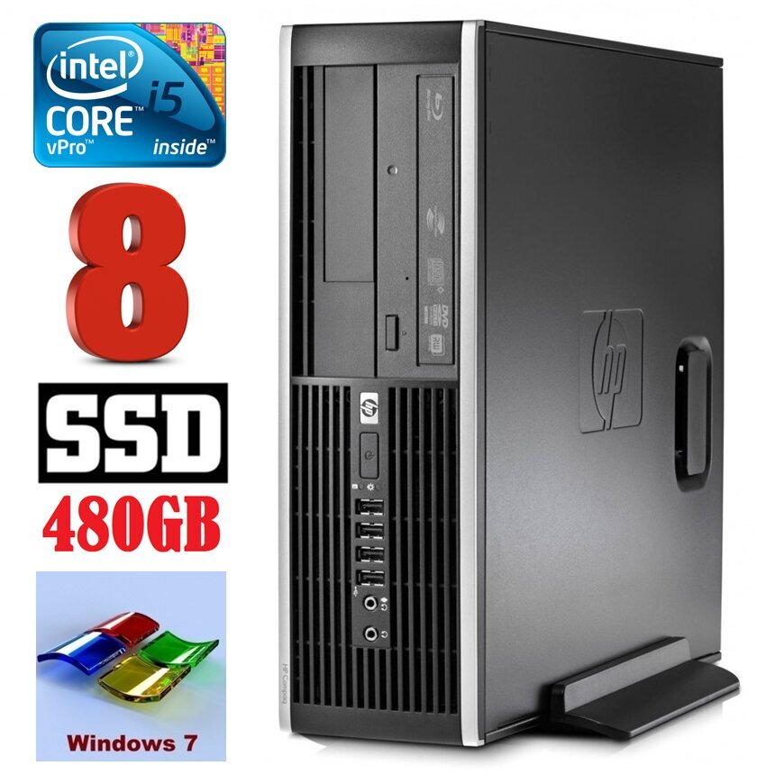 Hp 8100 Elite SFF i5-650 8GB 480SSD DVD WIN7Pro hinta ja tiedot | Pöytätietokoneet | hobbyhall.fi