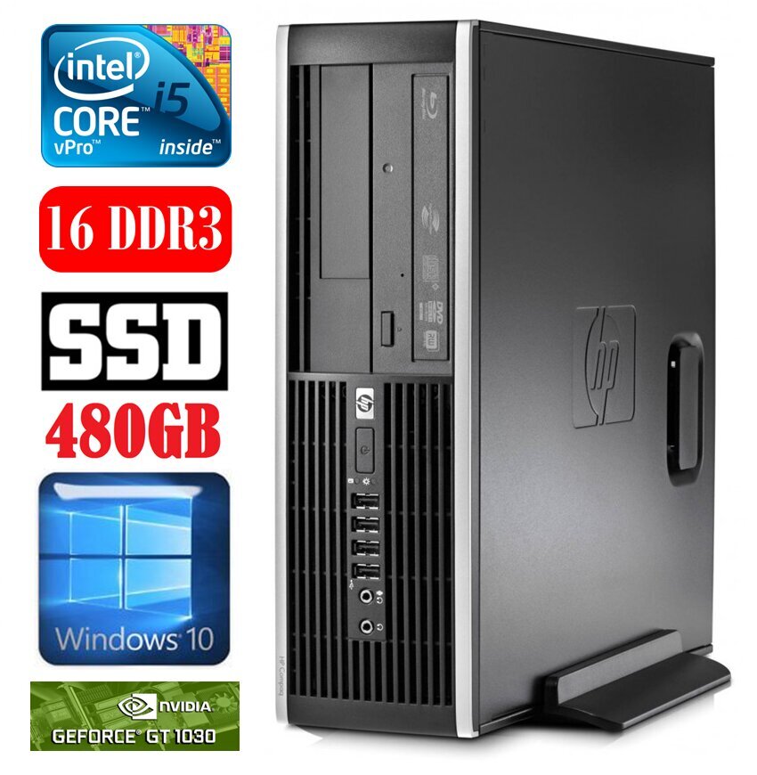 Hp 8100 Elite SFF i5-650 16GB 480SSD GT1030 2GB DVD WIN10 hinta ja tiedot | Pöytätietokoneet | hobbyhall.fi