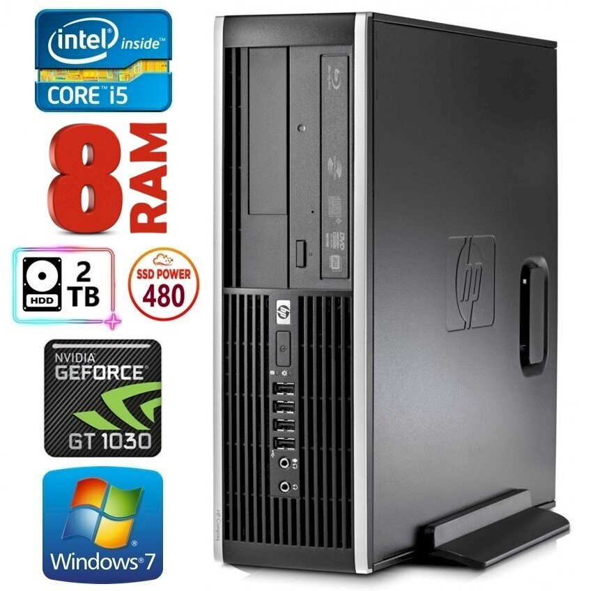 Hp 8100 Elite SFF i5-750 8GB 480SSD+2TB GT1030 2GB DVD WIN7Pro hinta ja tiedot | Pöytätietokoneet | hobbyhall.fi