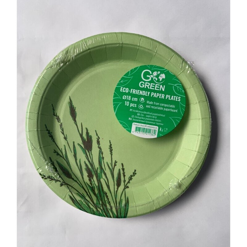 Reed Go Green ympäristöystävälliset paperilautaset, 18cm 10 kpl / 0,07kg hinta ja tiedot | Tarjoiluastiat ja aterimet juhliin | hobbyhall.fi