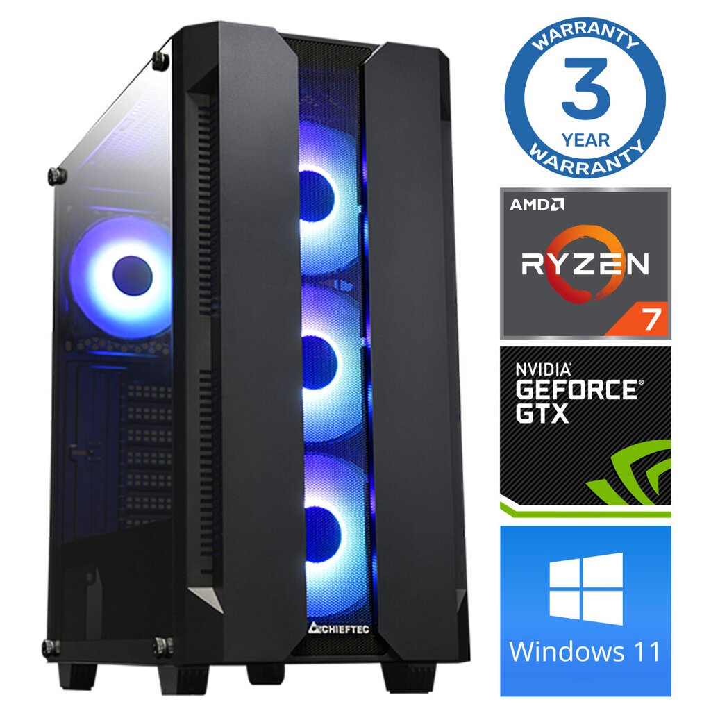 Intop Ryzen 7 5700X 32GB 250SSD M.2 NVME GTX1650 4GB WIN11 hinta ja tiedot | Pöytätietokoneet | hobbyhall.fi
