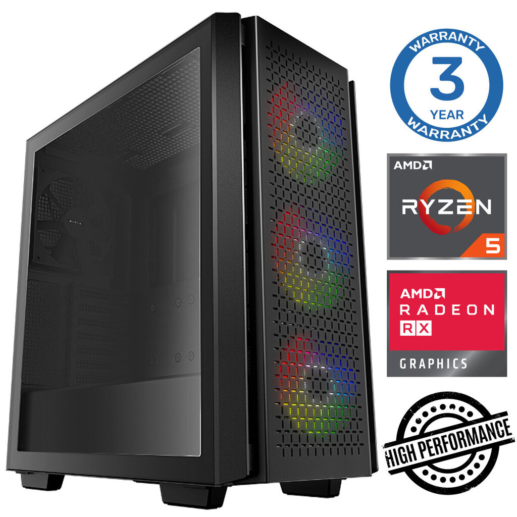 Intop Ryzen 5 5500 16GB 500SSD M.2 NVME+2TB RX580 8GB no-OS hinta ja tiedot | Pöytätietokoneet | hobbyhall.fi