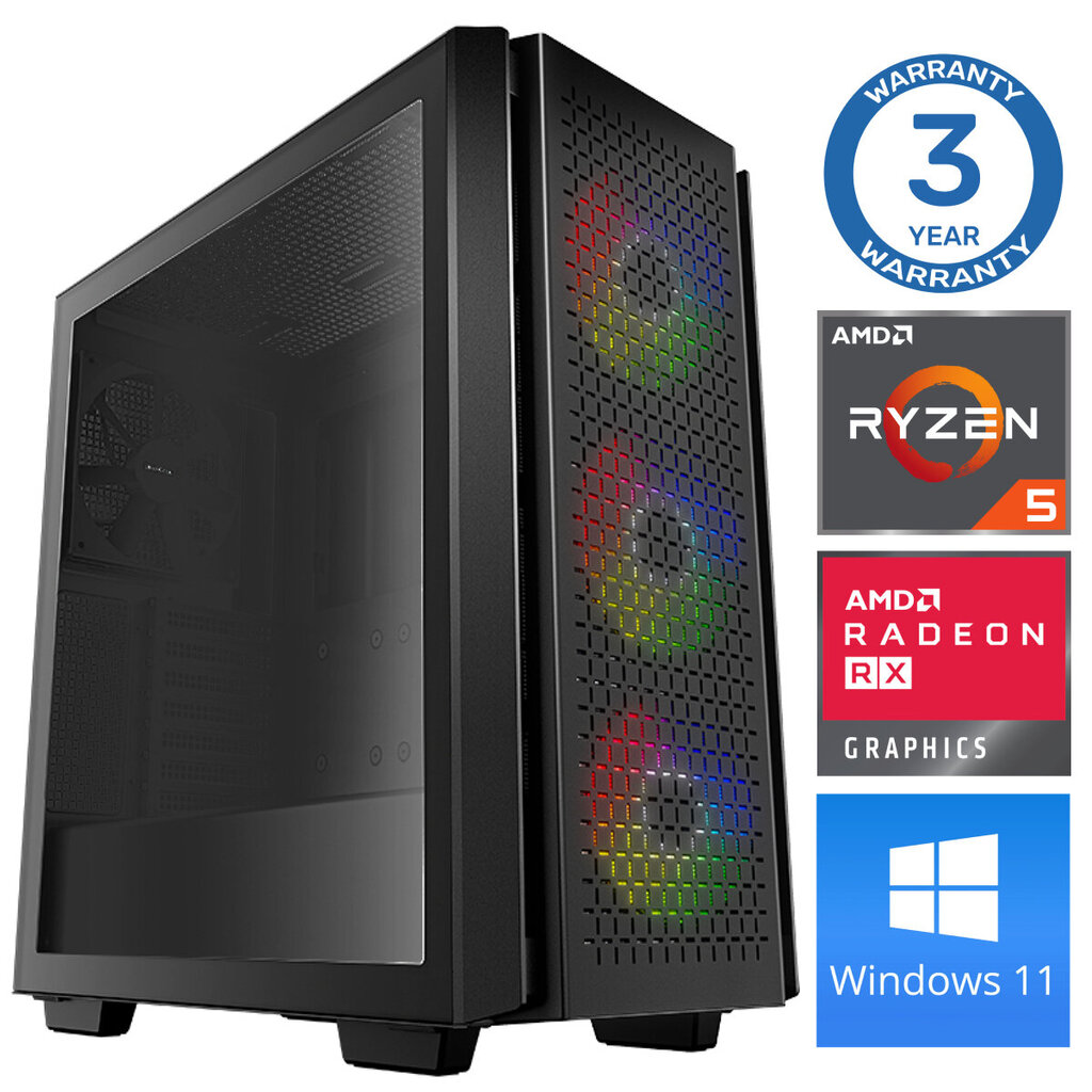 Intop Ryzen 5 5500 16GB 500SSD M.2 NVME RX580 8GB WIN11Pro hinta ja tiedot | Pöytätietokoneet | hobbyhall.fi