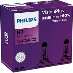 Philips H7 visionplus -lamput, 2 kpl hinta ja tiedot | Philips Sähköosat ja tarvikkeet | hobbyhall.fi