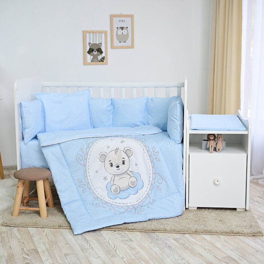 Lorelli lasten vuodevaatesetti Little Bear Blue, 135x100 cm, 8 kpl hinta ja tiedot | Vuodevaatteet lapsille | hobbyhall.fi