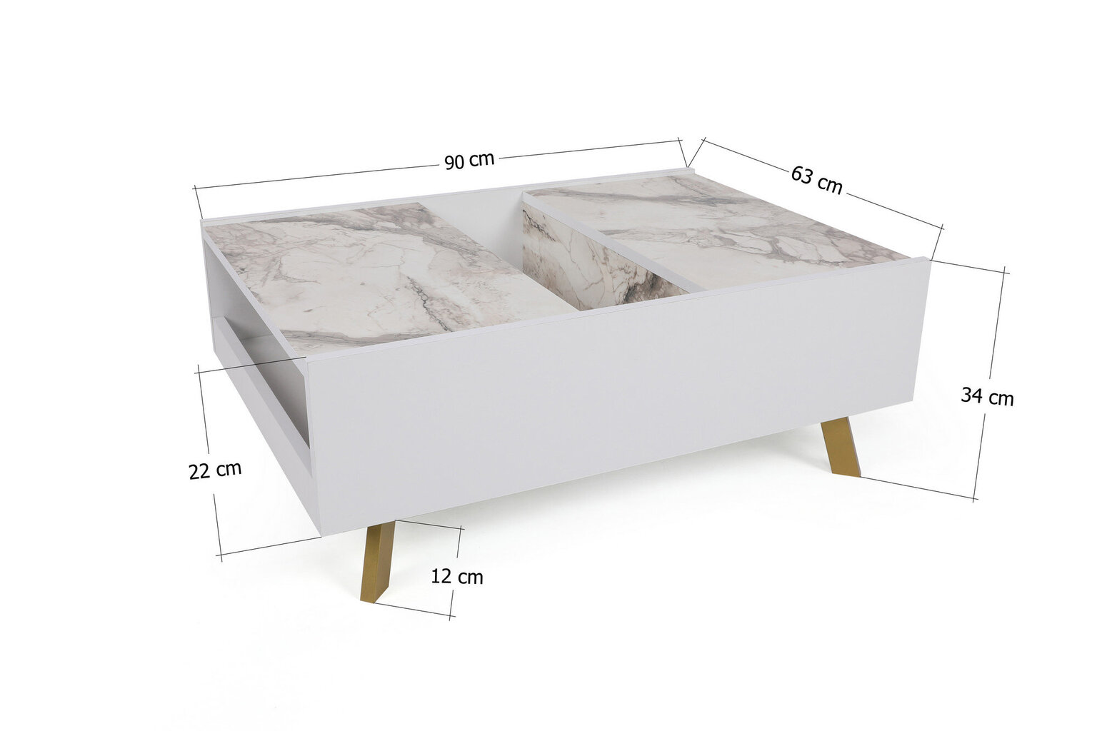 Kahvipöytä, Asir, 90x63x34 cm, valkoinen hinta ja tiedot | Sohvapöydät | hobbyhall.fi