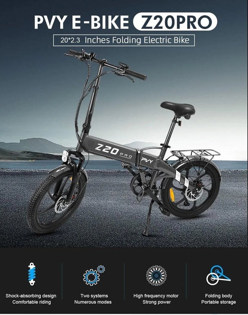 Sähköpyörä PVY Z20 Pro, valkoinen, 500W, 10.4Ah hinta ja tiedot | Sähköpyörät | hobbyhall.fi