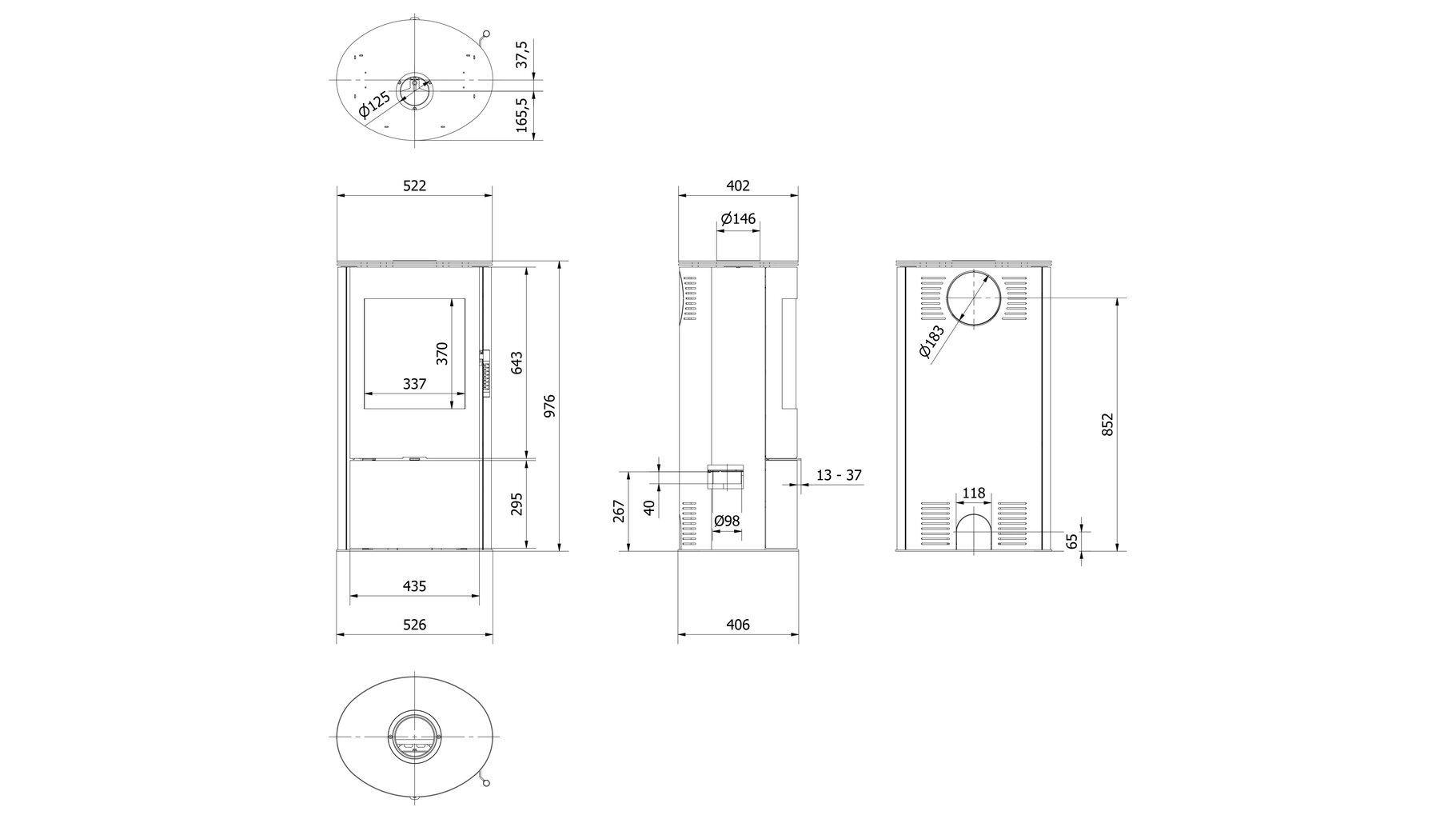 Teräskamiina ROLLO Ø 150 7 kW hinta ja tiedot | Takat | hobbyhall.fi