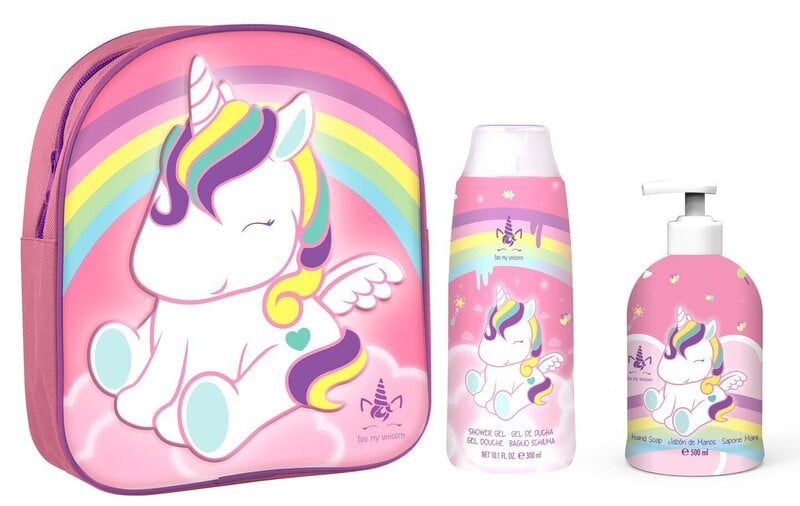 Setti Eau My Unicorn tytöille: reppu + käsisaippua, 500 ml + suihkugeeli, 300 ml