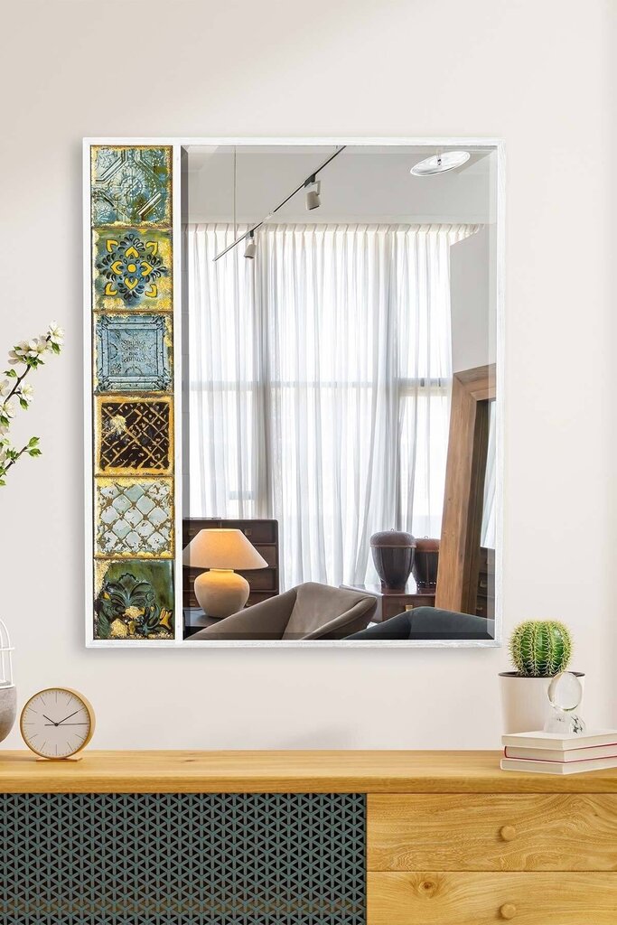 Asir koristeellinen peili, 50x62 cm, valkoinen/vihreä hinta ja tiedot | Peilit | hobbyhall.fi