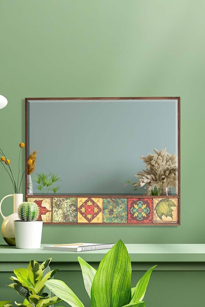 Koristeellinen peili, 50x62 cm, ruskea/oranssi hinta ja tiedot | Peilit | hobbyhall.fi