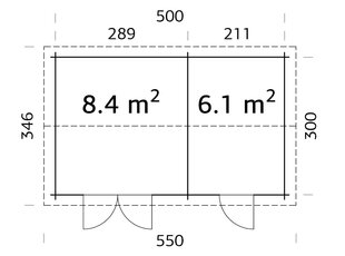 Pihavarasto Jari 14,5 m² kahdella erillisellä varastotilalla ja valkoisella puunsuojalla hinta ja tiedot | Piharakennukset | hobbyhall.fi