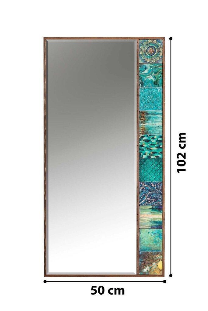 Asir koristeellinen peili, 50x148 cm, ruskea/turkoosinsininen hinta ja tiedot | Peilit | hobbyhall.fi