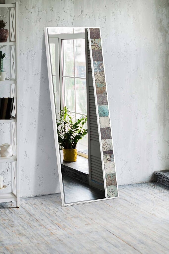 Asir koristeellinen peili, 50x152 cm, valkoinen/beige hinta ja tiedot | Peilit | hobbyhall.fi