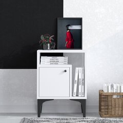 Yöpöytä, Asir, 40x55x35 cm, valkoinen, musta hinta ja tiedot | Yöpöydät | hobbyhall.fi