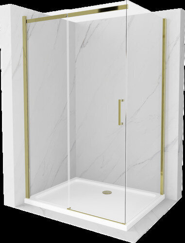 Mexen Omega suihkukaappi tarjottimella ja sifonilla, kulta+valkoinen/kulta, 100 x 90 cm hinta ja tiedot | Suihkukaapit ja suihkunurkat | hobbyhall.fi