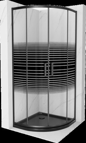 Puolipyöreä suihkukaappi Mexen Rio F väliseinällä ja sifonilla, musta, puolimatta, 80 x 80 cm hinta ja tiedot | Suihkukaapit ja suihkunurkat | hobbyhall.fi