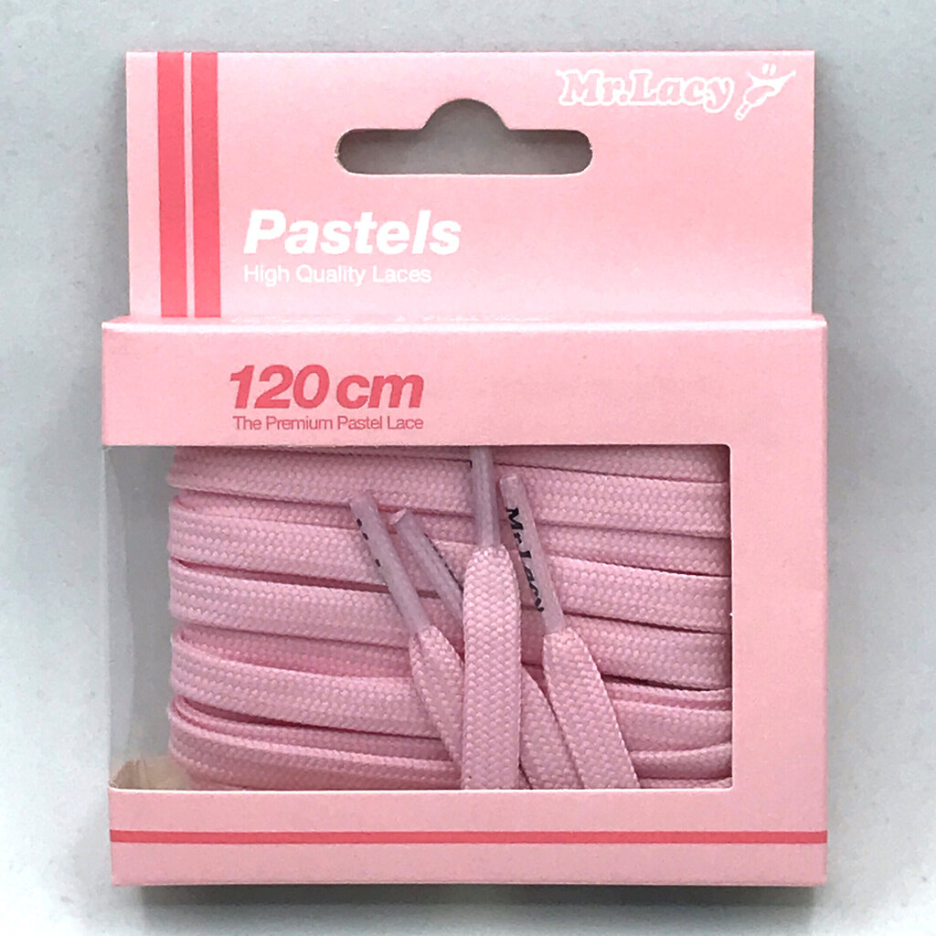 Mr. Lacy Flatties litteät kengännauhat, pastelli pinkki, 120 cm hinta ja tiedot | Vaatteiden ja jalkineiden hoito | hobbyhall.fi