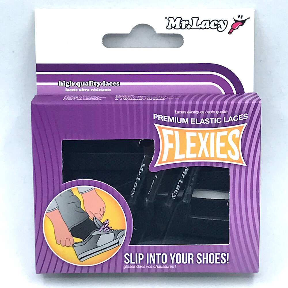 Mr. Lacy Flexies litteät kengännauhat, musta, 70 cm hinta ja tiedot | Vaatteiden ja jalkineiden hoito | hobbyhall.fi