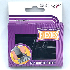 Mr. Lacy Flexies litteät kengännauhat, musta, 90 cm hinta ja tiedot | Vaatteiden ja jalkineiden hoito | hobbyhall.fi