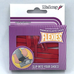 Mr. Lacy Flexies litteät kengännauhat, punainen, 70 cm hinta ja tiedot | Vaatteiden ja jalkineiden hoito | hobbyhall.fi