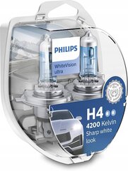 Auton polttimot Philips H4 WhiteVision Ultra 4200K + W5W hinta ja tiedot | Philips Sähköosat ja tarvikkeet | hobbyhall.fi