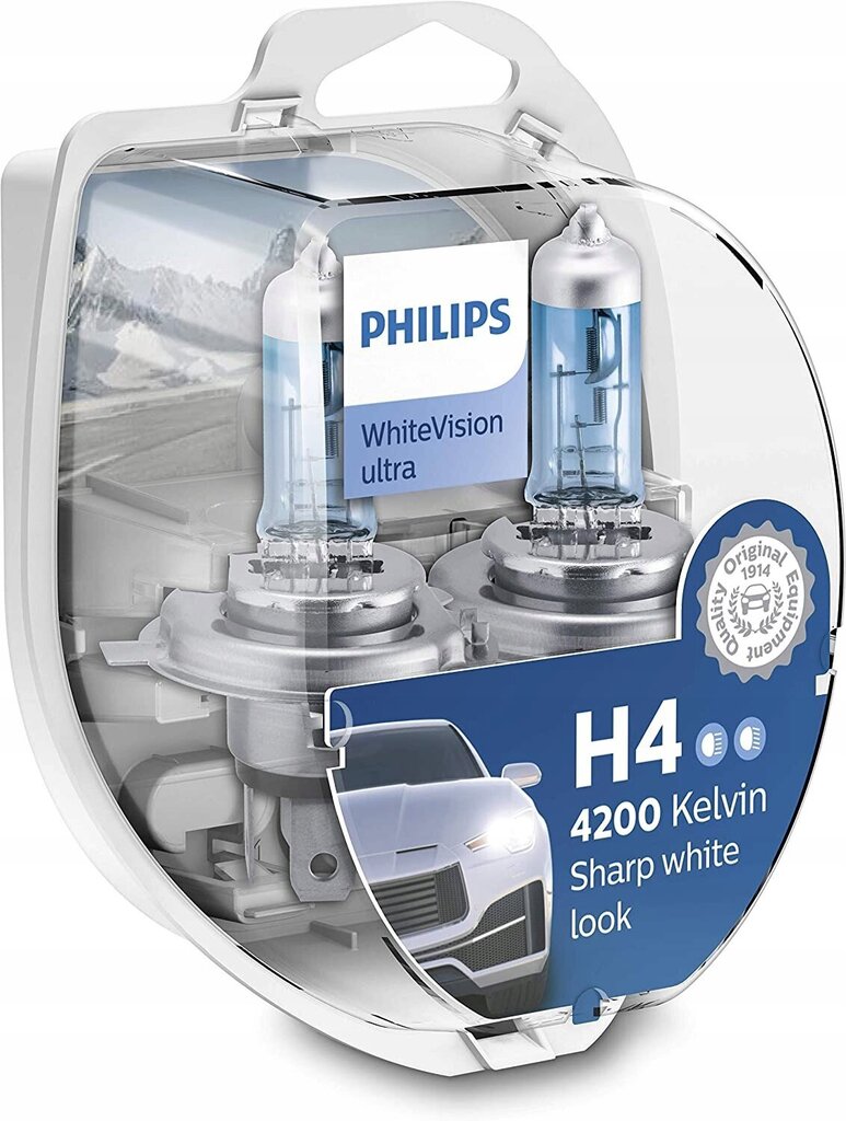Auton polttimot Philips H4 WhiteVision Ultra 4200K + W5W hinta ja tiedot | Polttimot | hobbyhall.fi