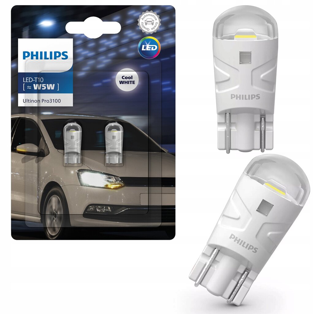 Auton polttimot Philips Ultinon Pro3100 W5W T10 6000K LED-valonlähteet hinta ja tiedot | Polttimot | hobbyhall.fi