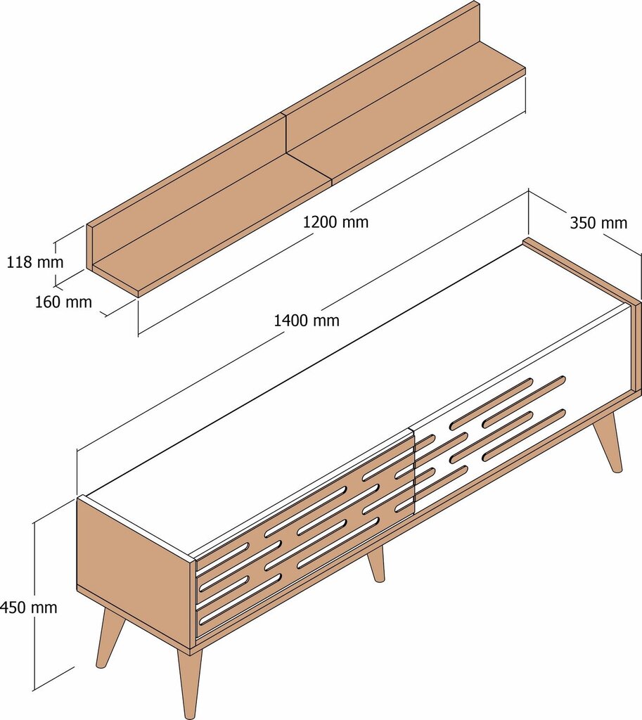 TV-taso, Asir, ruskea/harmaa hinta ja tiedot | TV-tasot | hobbyhall.fi