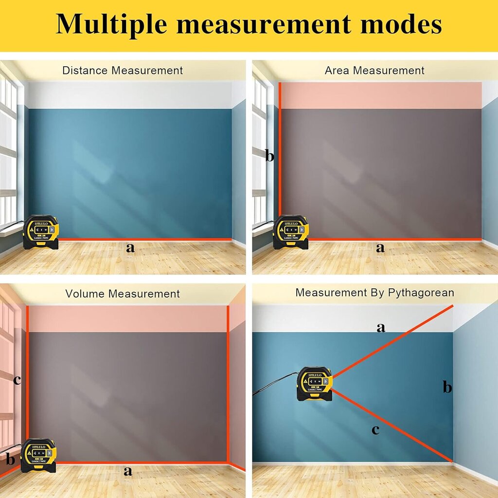 5 metrin mittanauha ja 40 metrin lasermittalaite LCD-näytöllä hinta ja tiedot | Käsityökalut | hobbyhall.fi