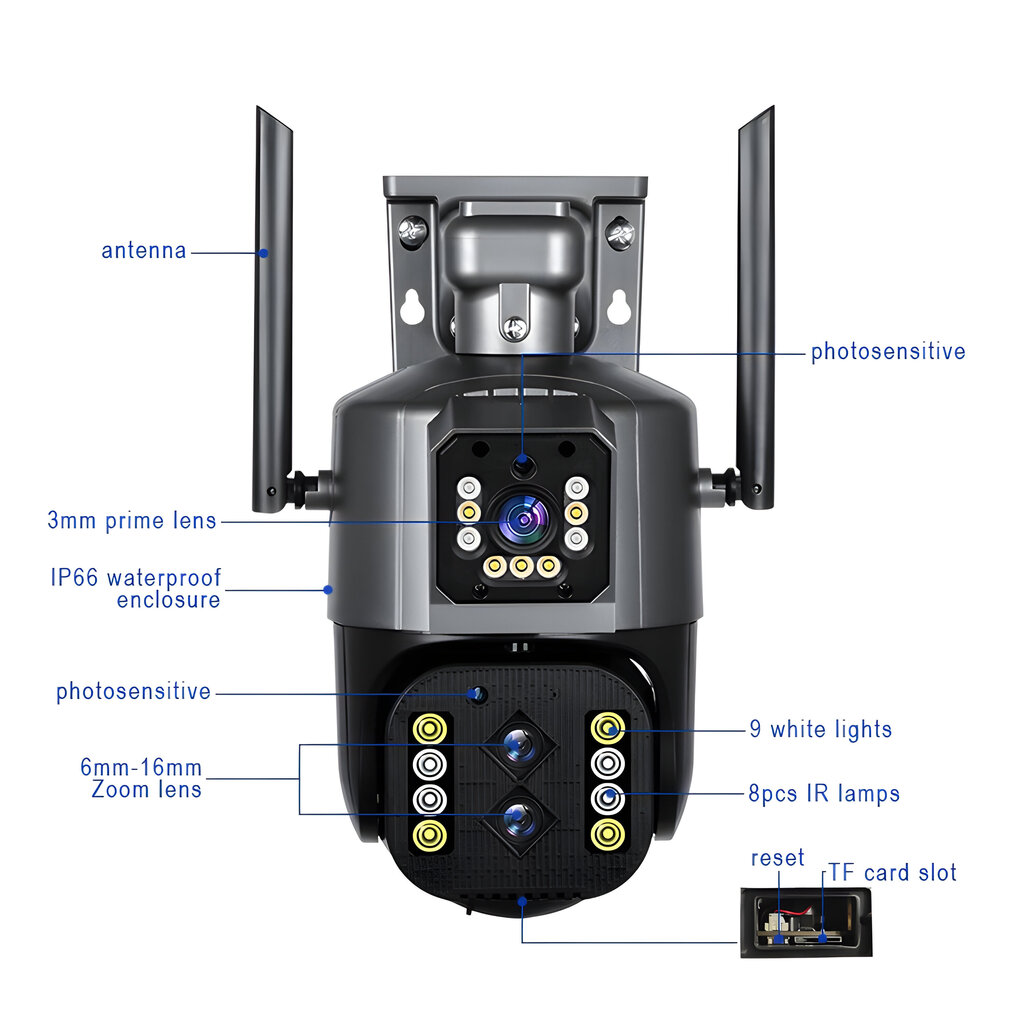 4M kiikari turva-, valvonta-ulkokamera LIVMAN WQJ816S-PW-4-10X hinta ja tiedot | Valvontakamerat | hobbyhall.fi