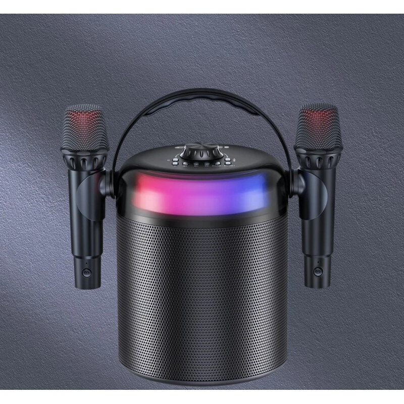 KITE Langaton bluetooth kannettava kaksoismikrofoni karaoke kaiuttimella, musta hinta ja tiedot | Mikrofonit | hobbyhall.fi