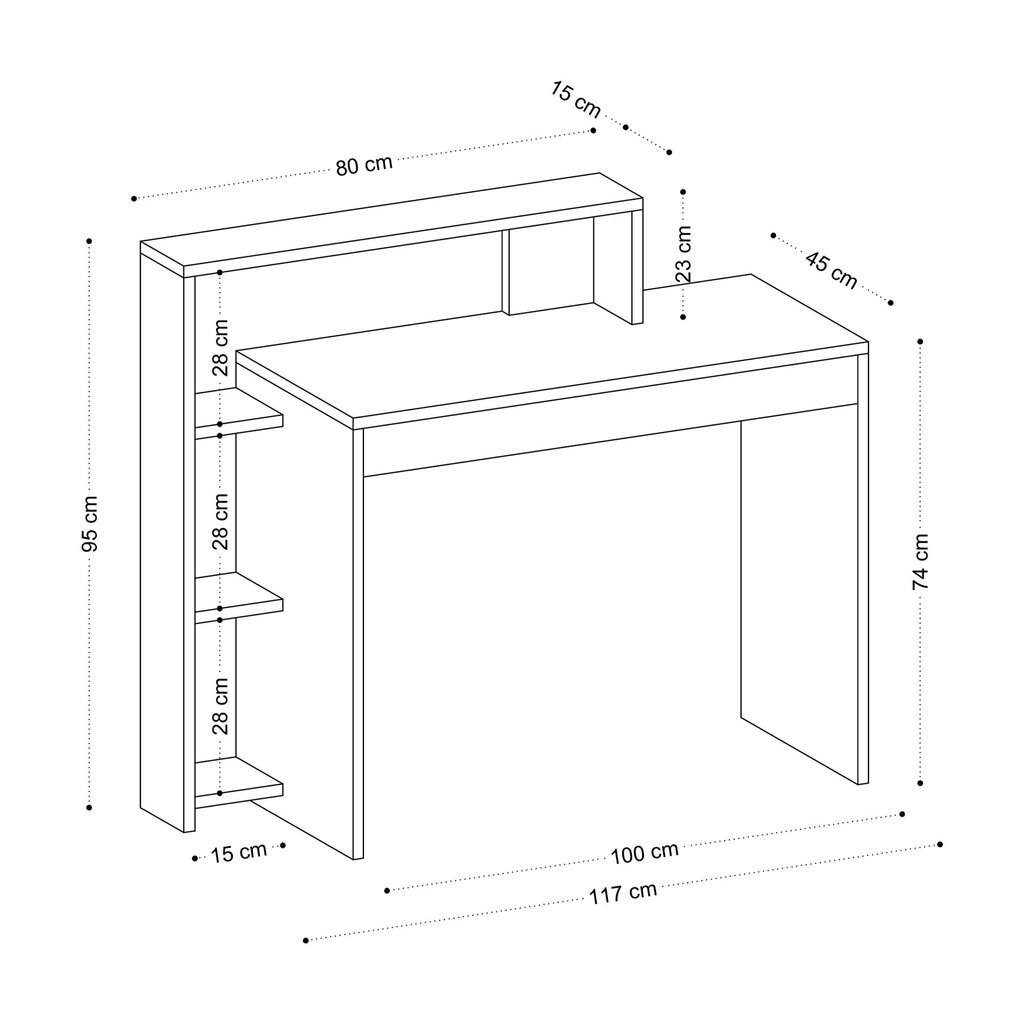 Kirjoituspöytä, Asir, 95x117x45 cm, valkoinen hinta ja tiedot | Tietokonepöydät ja työpöydät | hobbyhall.fi