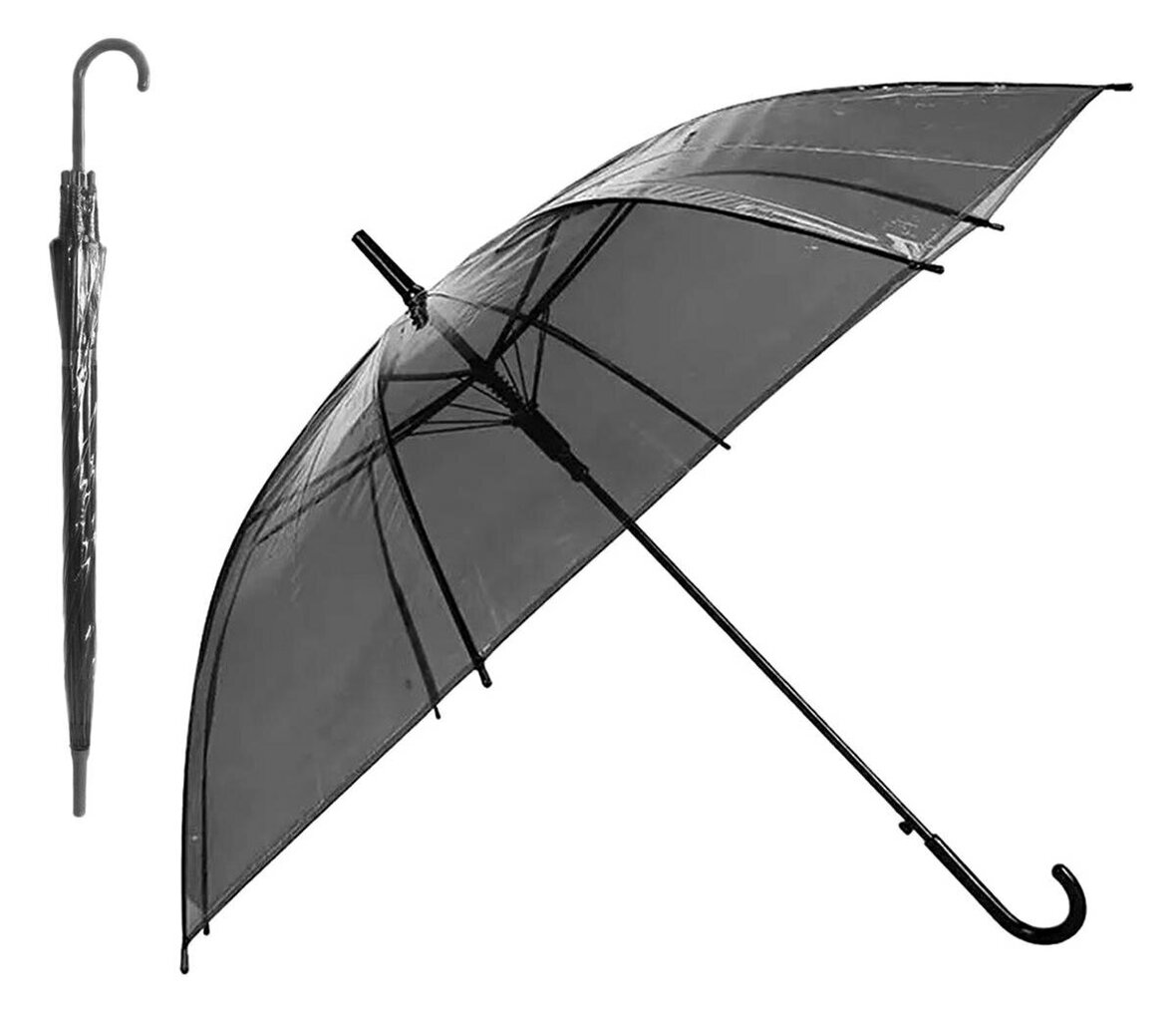 Läpinäkyvä sateenvarjo, Perf, musta hinta ja tiedot | Naisten sateenvarjot | hobbyhall.fi