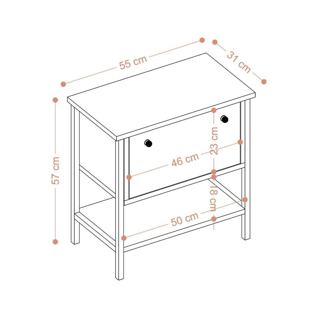 Sivupöytä, Asir, 55x57x31 cm, valkoinen/musta hinta ja tiedot | Sohvapöydät | hobbyhall.fi