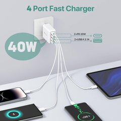 USB/USB-C Fast Charger 40W for iPhone/Samsung/Meta/Xiaomi hinta ja tiedot | Adapterit | hobbyhall.fi