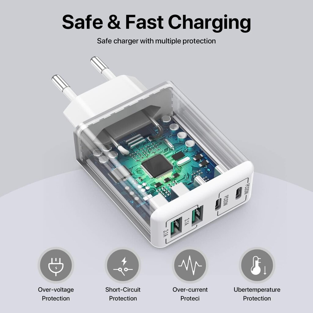 USB/USB-C Fast Charger 40W for iPhone/Samsung/Meta/Xiaomi hinta ja tiedot | Puhelimen laturit | hobbyhall.fi