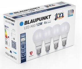 Blaupunkt LED-lamppu E27 A60 1260lm 12W 4000K 4kpl hinta ja tiedot | Lamput | hobbyhall.fi
