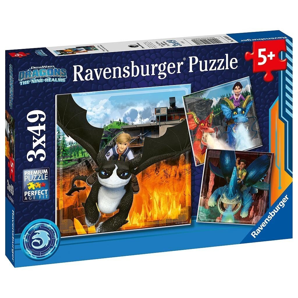 Ravensburger palapeli 3x49 Kuinka koulutat lohikäärmettäsi hinta ja tiedot | Palapelit | hobbyhall.fi