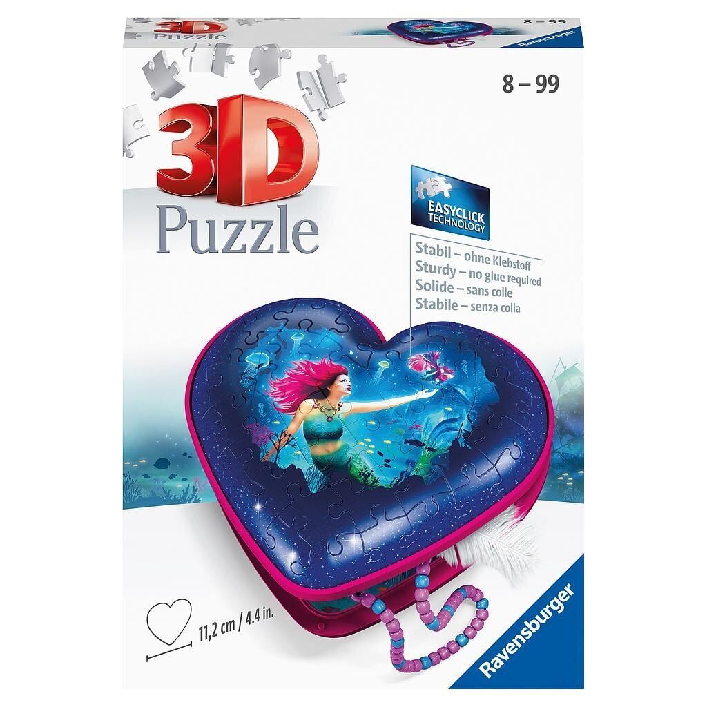 Ravensburger 3D palapeli korulaatikko Merenneito hinta ja tiedot | Palapelit | hobbyhall.fi