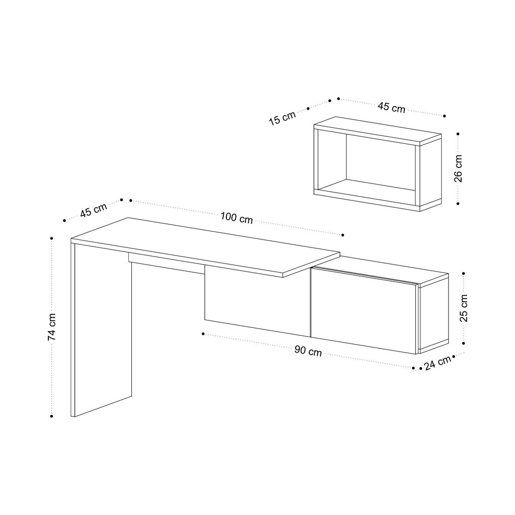 Opintopöytä, Asir, 74x145x45 cm, valkoinen/ruskea hinta ja tiedot | Tietokonepöydät ja työpöydät | hobbyhall.fi