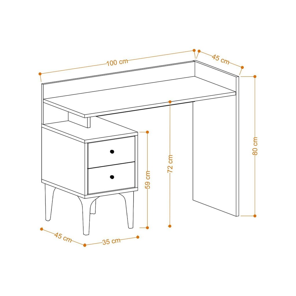 Työpöytä, Asir, 100x80x45 cm, ruskea hinta ja tiedot | Tietokonepöydät ja työpöydät | hobbyhall.fi
