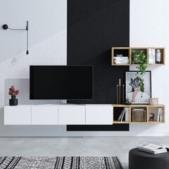 TV-yksikkö, Asir, 215x25x32 cm, valkoinen/ruskea hinta ja tiedot | TV-tasot | hobbyhall.fi