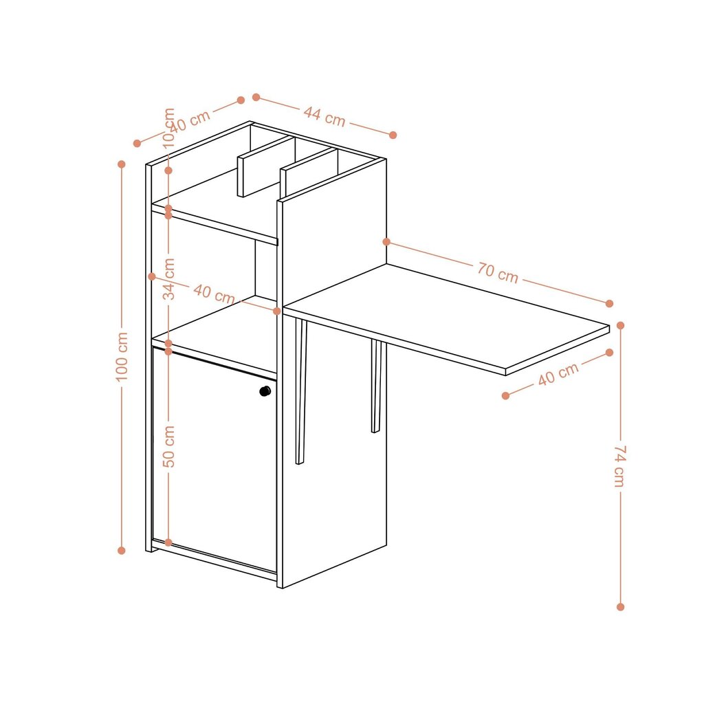 Opintopöytä, Asir, 114x100x40 cm, ruskea/musta hinta ja tiedot | Tietokonepöydät ja työpöydät | hobbyhall.fi