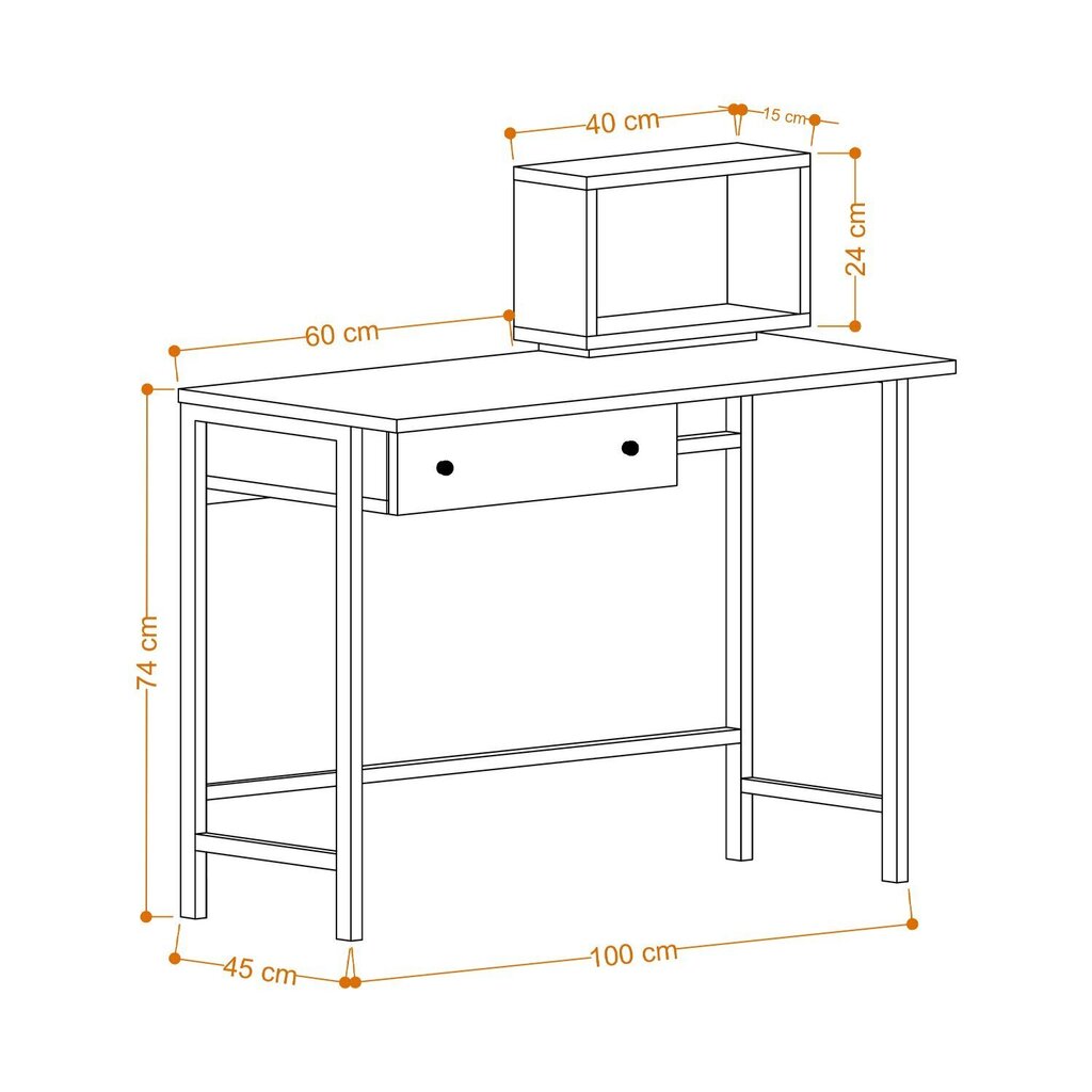 Opintopöytä, Asir, 100x74x45 cm, valkoinen/musta hinta ja tiedot | Tietokonepöydät ja työpöydät | hobbyhall.fi