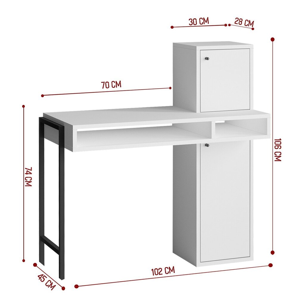 Opintopöytä, Asir, 102x106x45 cm, valkoinen/musta hinta ja tiedot | Tietokonepöydät ja työpöydät | hobbyhall.fi